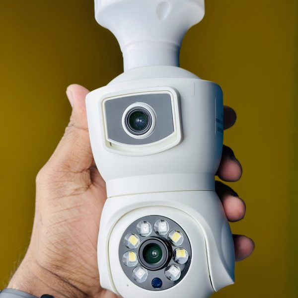 V380 E9 Dual Lens Bulb PTZ IP Camera- White Color