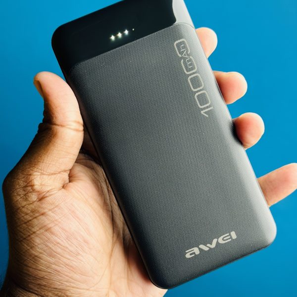 Awei P37K 10000mAh Fast Charging Power Bank- Black Color