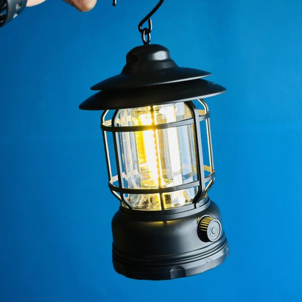Multifunctional Rechargeable Stepless Dimming Handheld LED Camping Lamp Vintage Portable Lantern