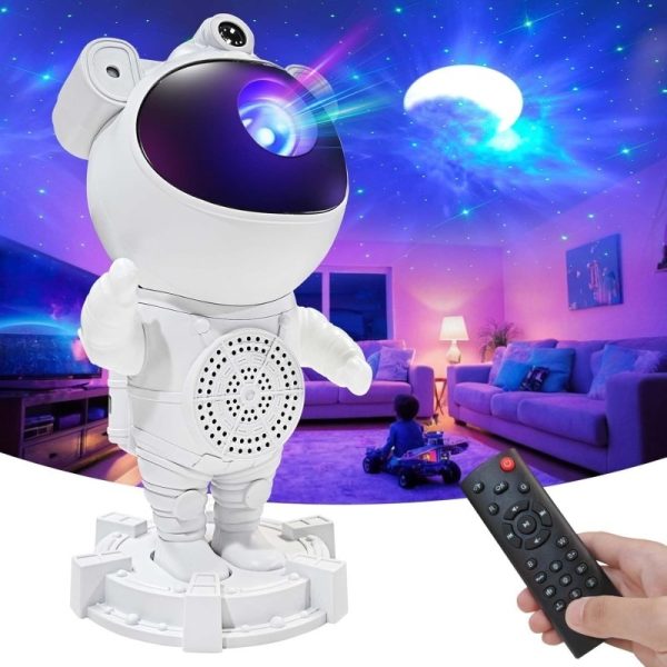 Astronaut Galaxy Projector, Music Speaker, White Noise for Sleep, 360° Adjustable Color Changing with Remote and Timer
