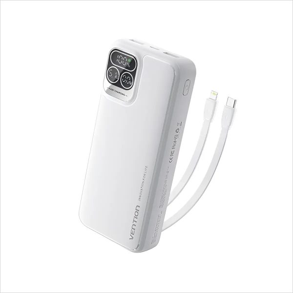 Vention I13WB-V2 10000mAh 22.5W LED Display Power Bank – White